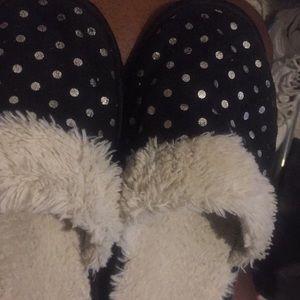 Black and white and Silver ugg polka dot Slippers